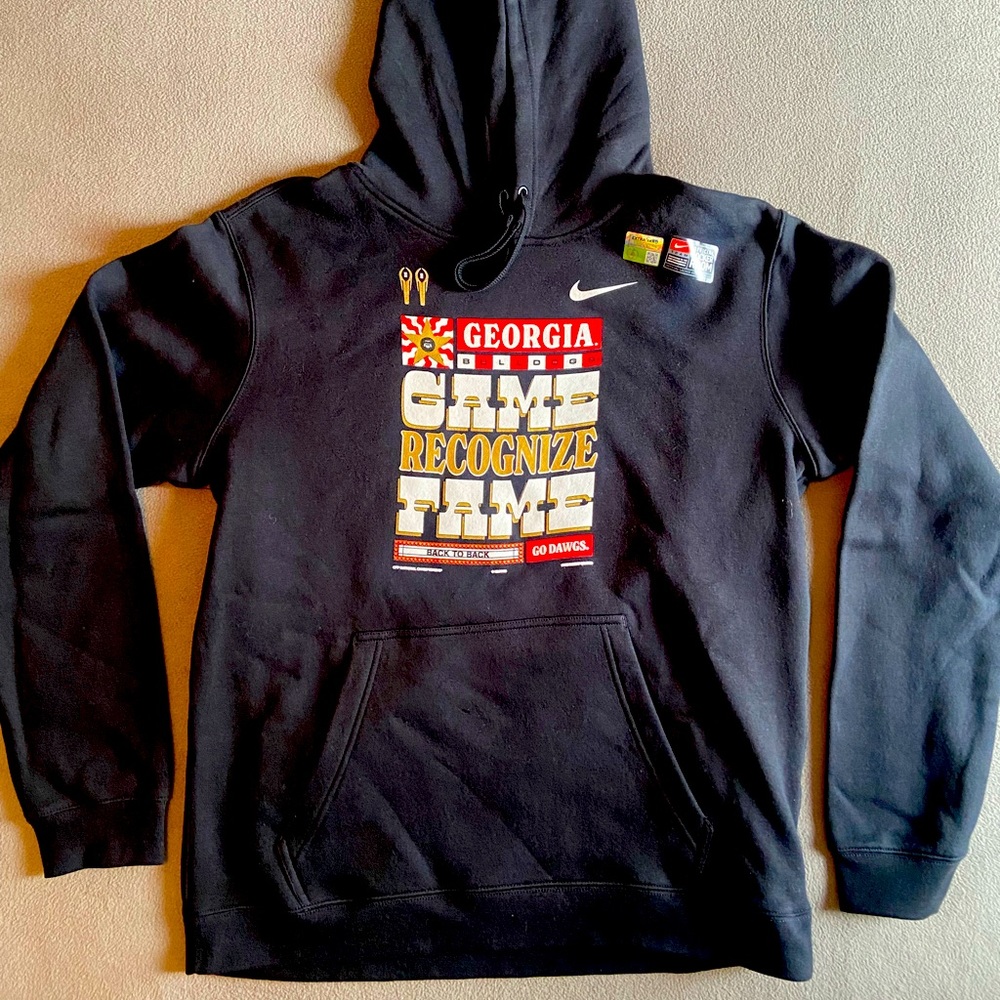 NWT Nike UGA Georgia back-to-back national champions black hoodie with pocket